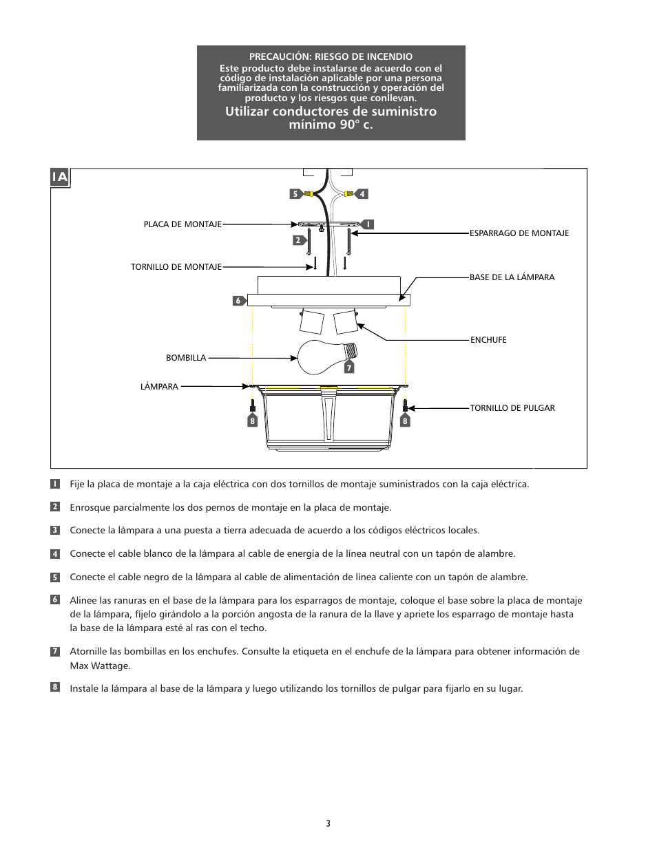 Utilizar conductores de suministro mínimo 90° c | Feiss FM389 User Manual | Page 3 / 4