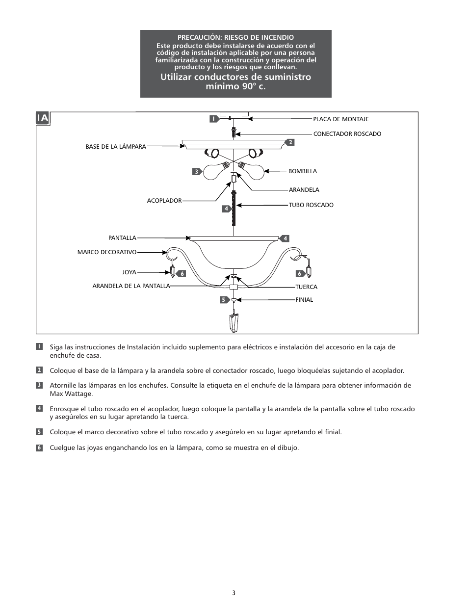 Utilizar conductores de suministro mínimo 90° c | Feiss FM398 User Manual | Page 3 / 4