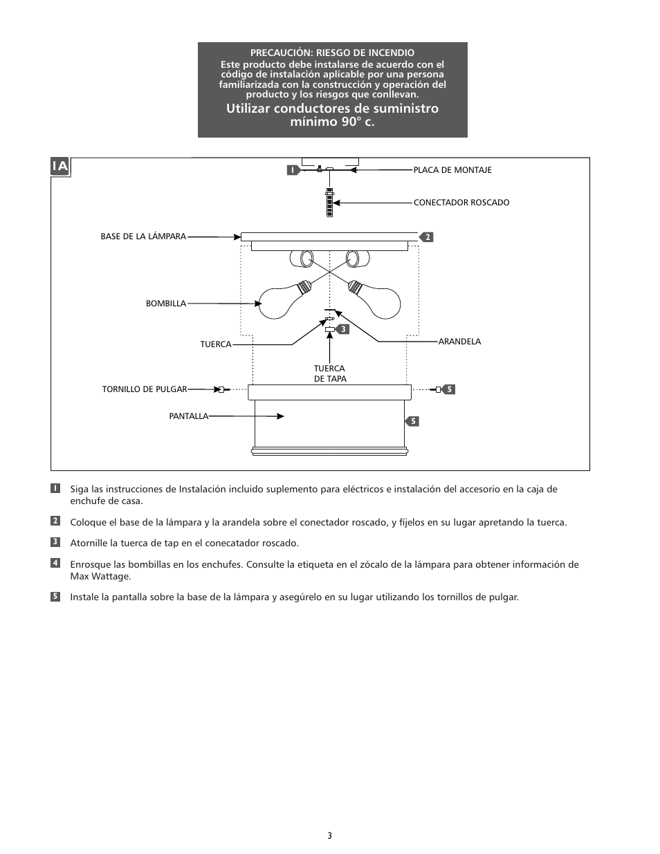 Utilizar conductores de suministro mínimo 90° c | Feiss FM399 User Manual | Page 3 / 4