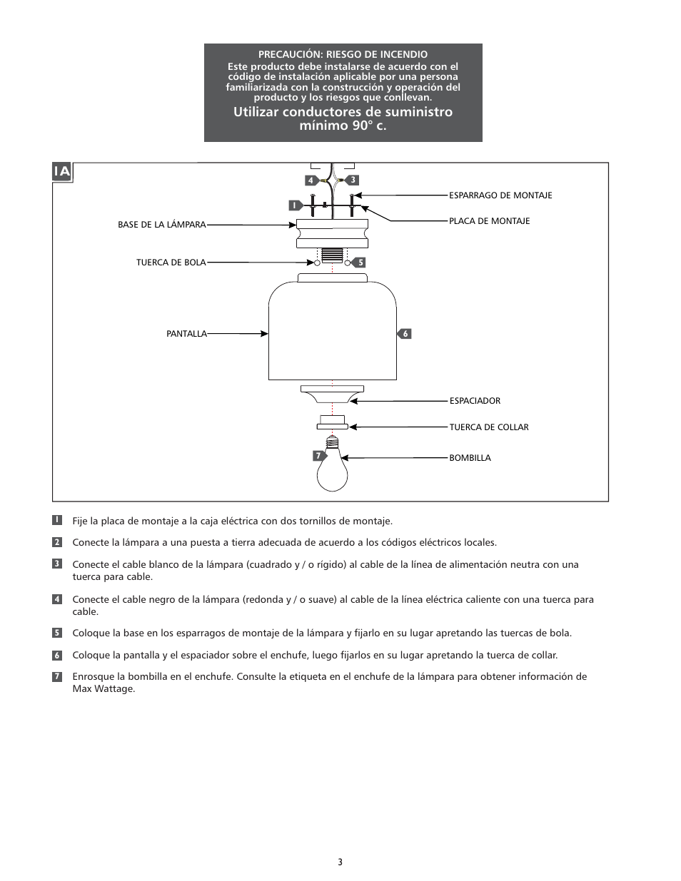 Utilizar conductores de suministro mínimo 90° c | Feiss FM408 User Manual | Page 3 / 4