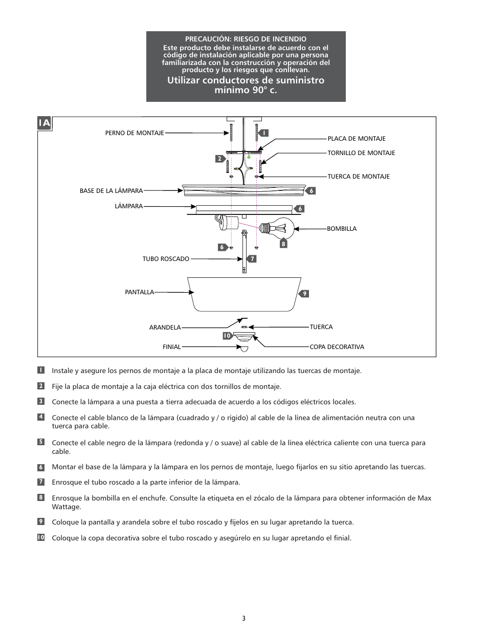 Utilizar conductores de suministro mínimo 90° c | Feiss FM406 User Manual | Page 3 / 4