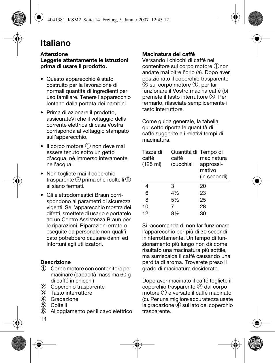 Italiano | Braun 4041 User Manual | Page 14 / 43