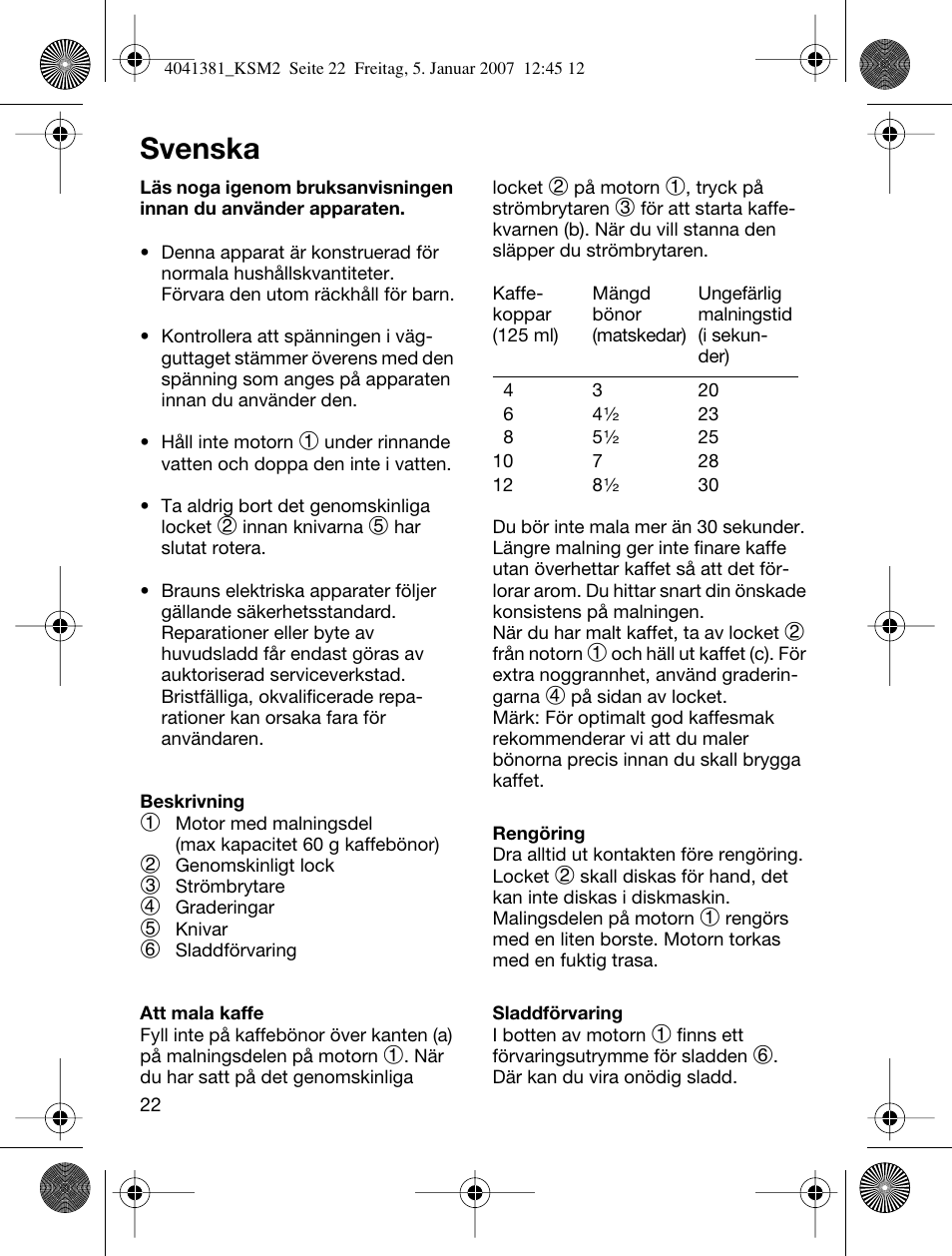 Svenska | Braun 4041 User Manual | Page 22 / 43