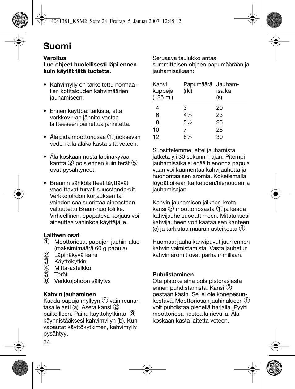 Suomi | Braun 4041 User Manual | Page 24 / 43