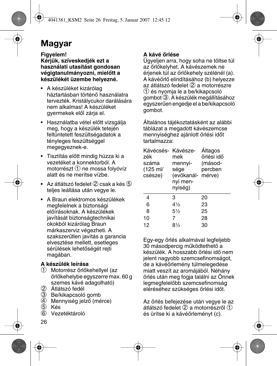 Magyar | Braun 4041 User Manual | Page 26 / 43