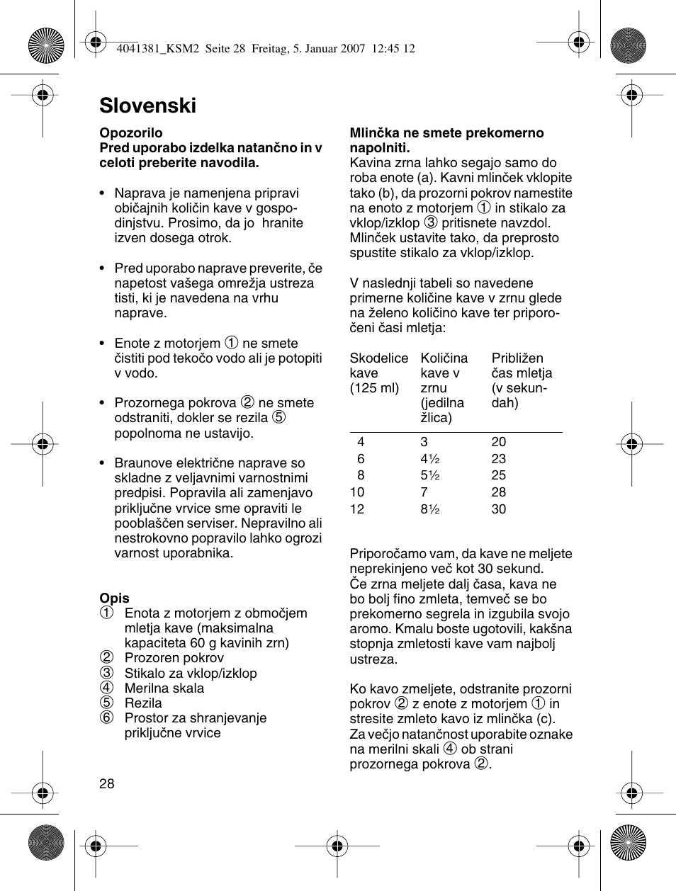 Slovenski | Braun 4041 User Manual | Page 28 / 43