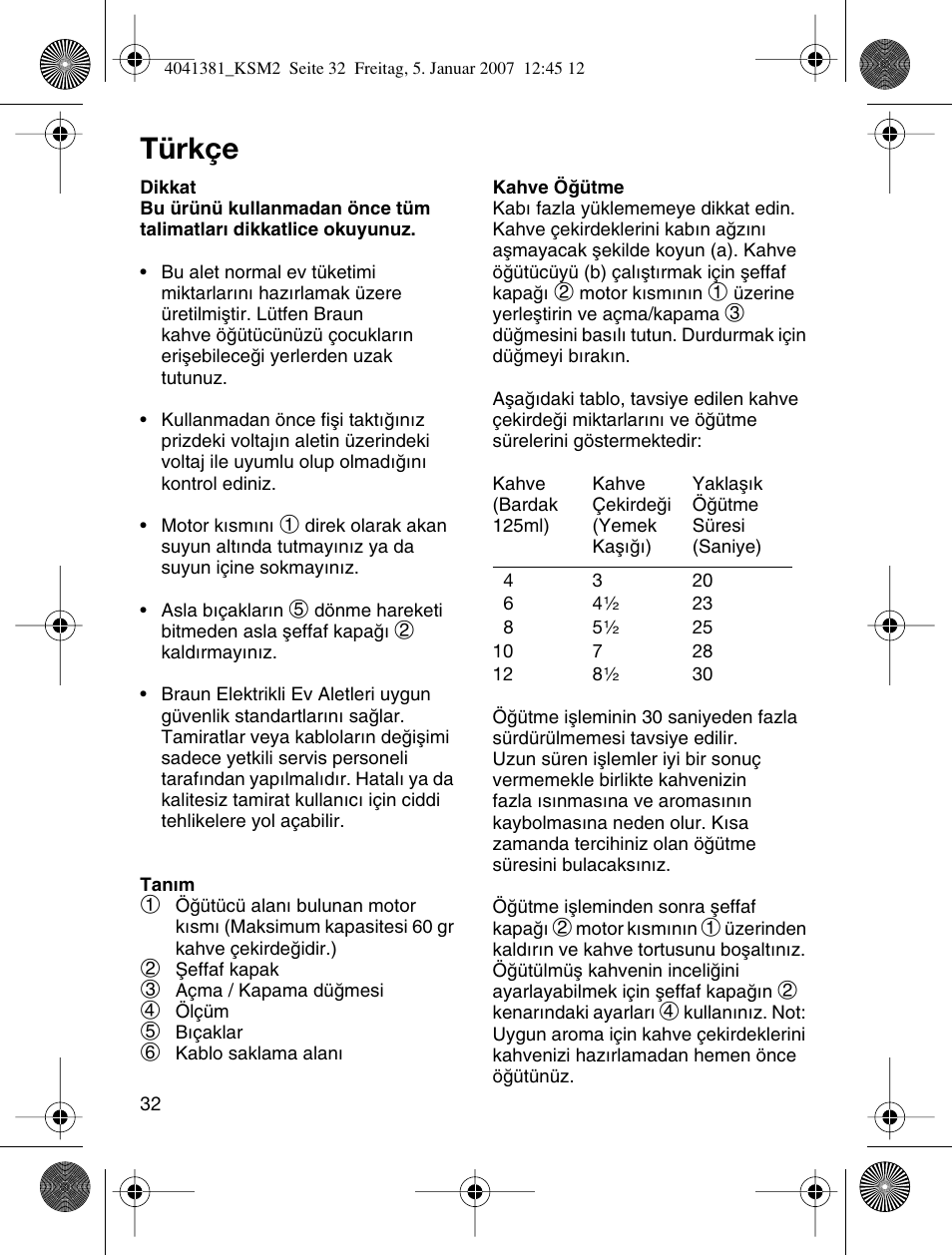 Türkçe | Braun 4041 User Manual | Page 32 / 43