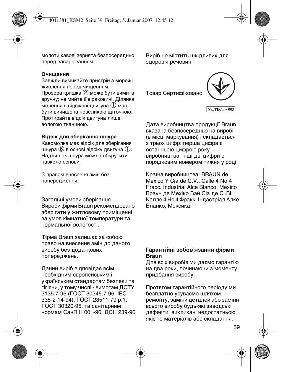 Braun 4041 User Manual | Page 39 / 43