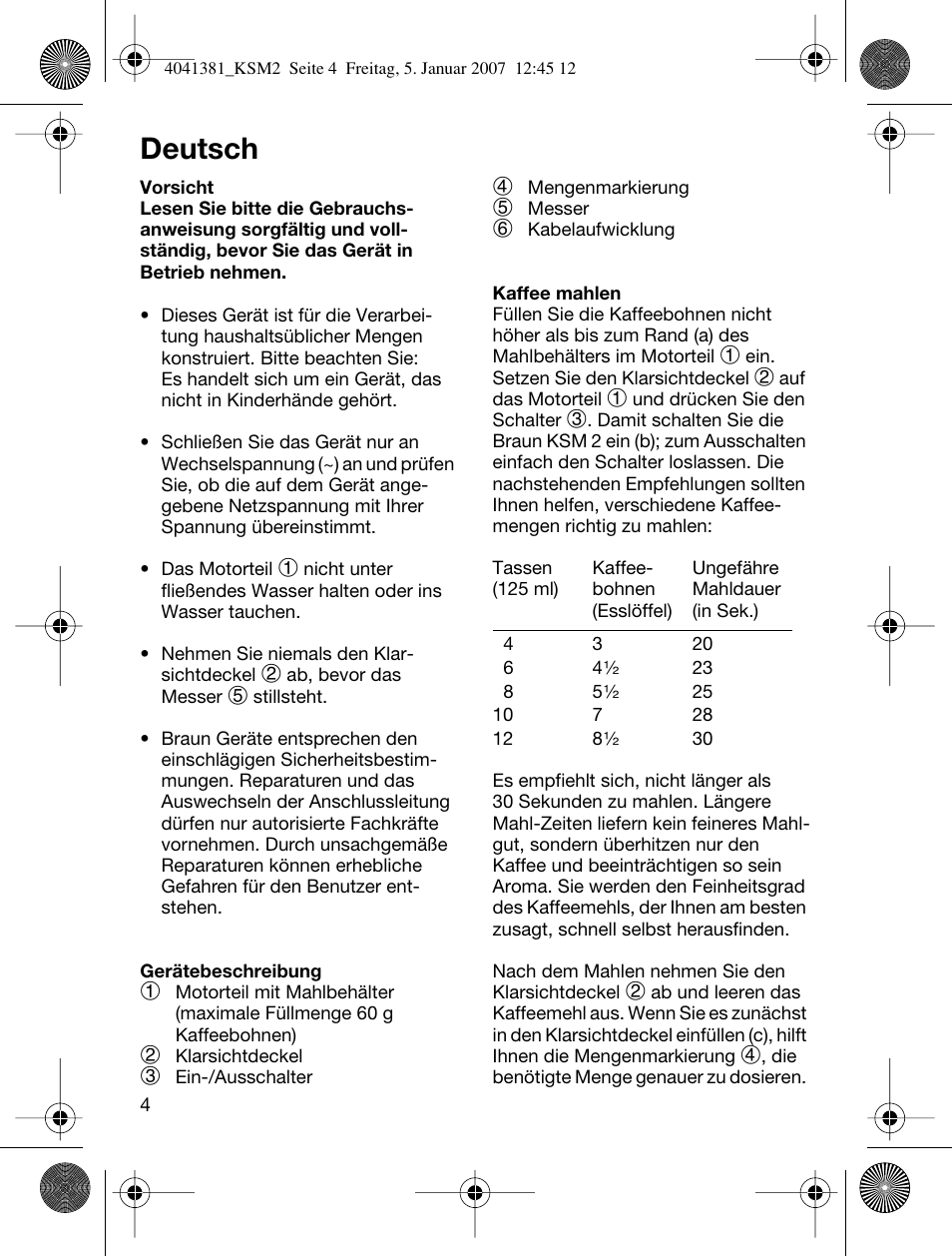 Deutsch | Braun 4041 User Manual | Page 4 / 43