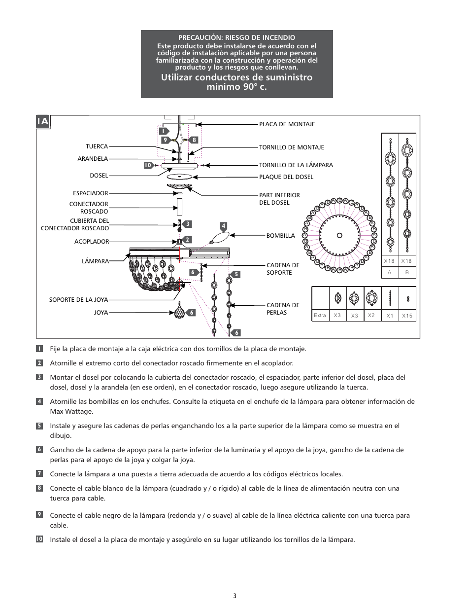 Utilizar conductores de suministro mínimo 90° c | Feiss SF312 User Manual | Page 3 / 4