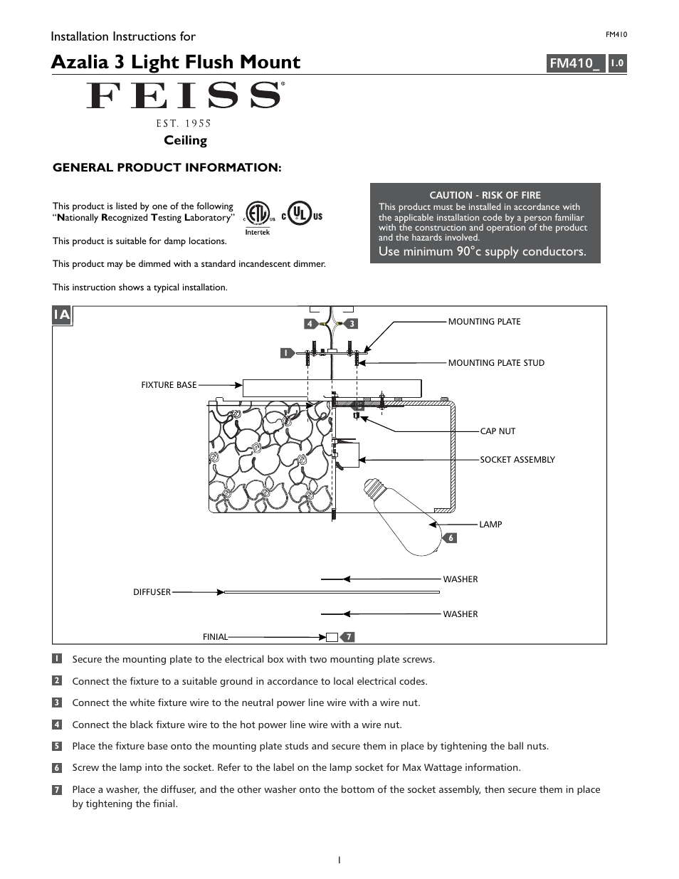 Feiss FM410 User Manual | 4 pages
