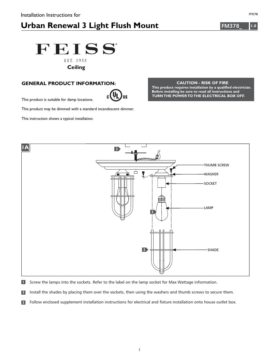 Feiss FM378 User Manual | 4 pages