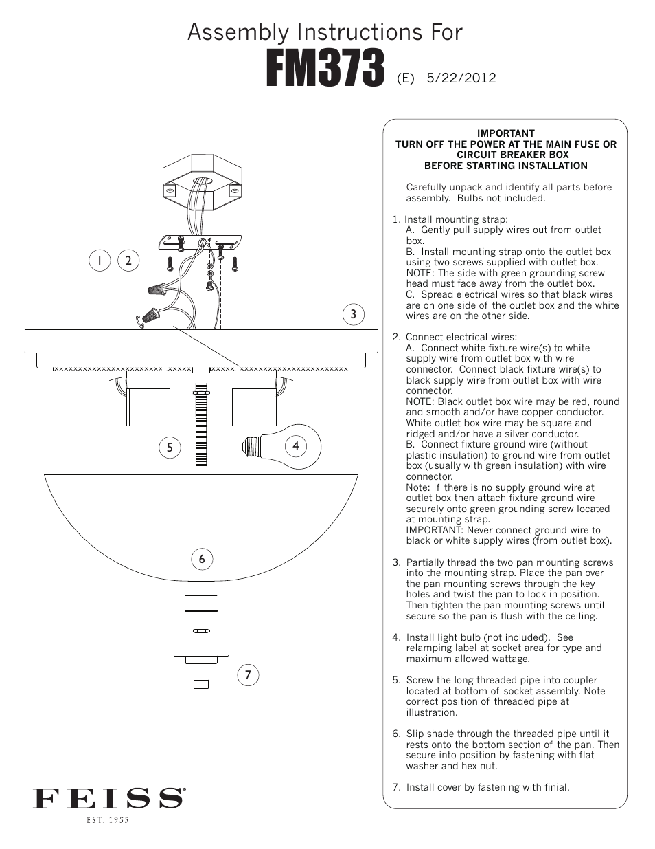 Feiss FM373 User Manual | 1 page