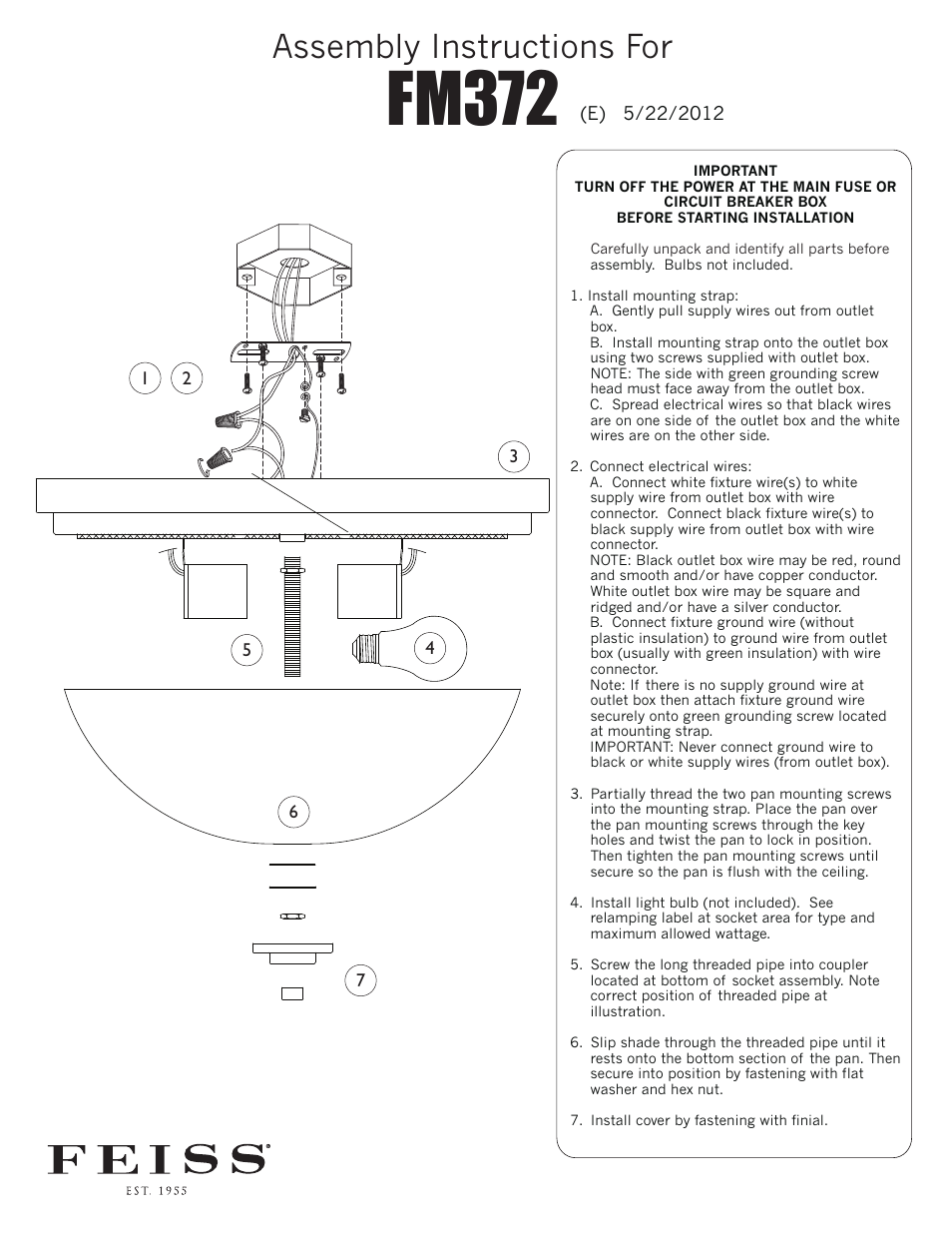 Feiss FM372 User Manual | 1 page