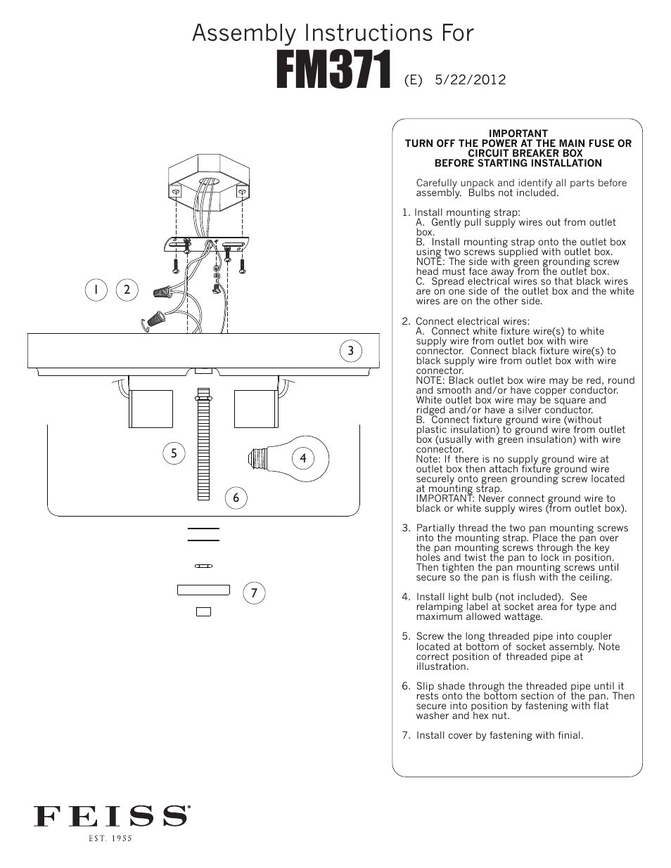 Feiss FM371 User Manual | 1 page