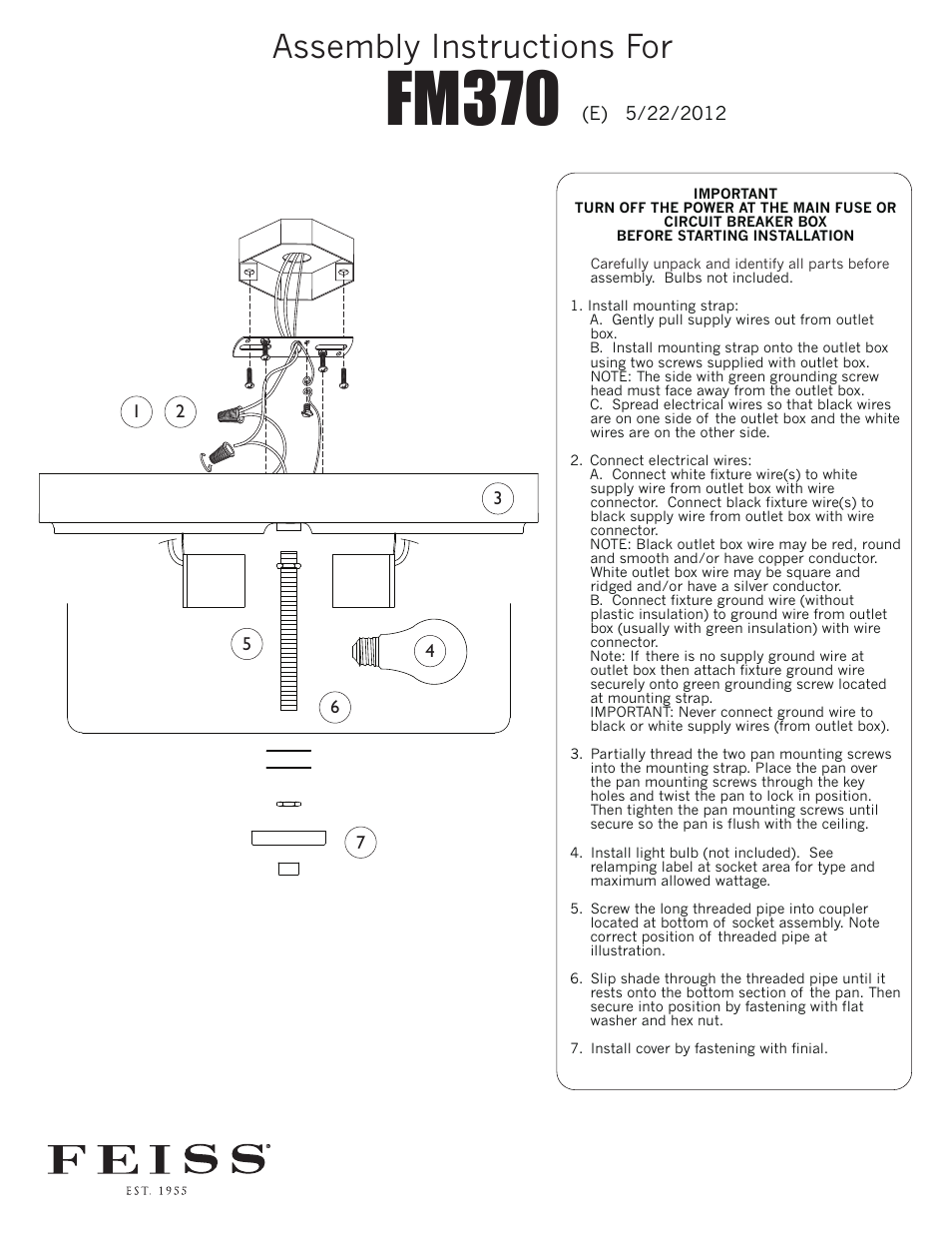 Feiss FM370 User Manual | 1 page