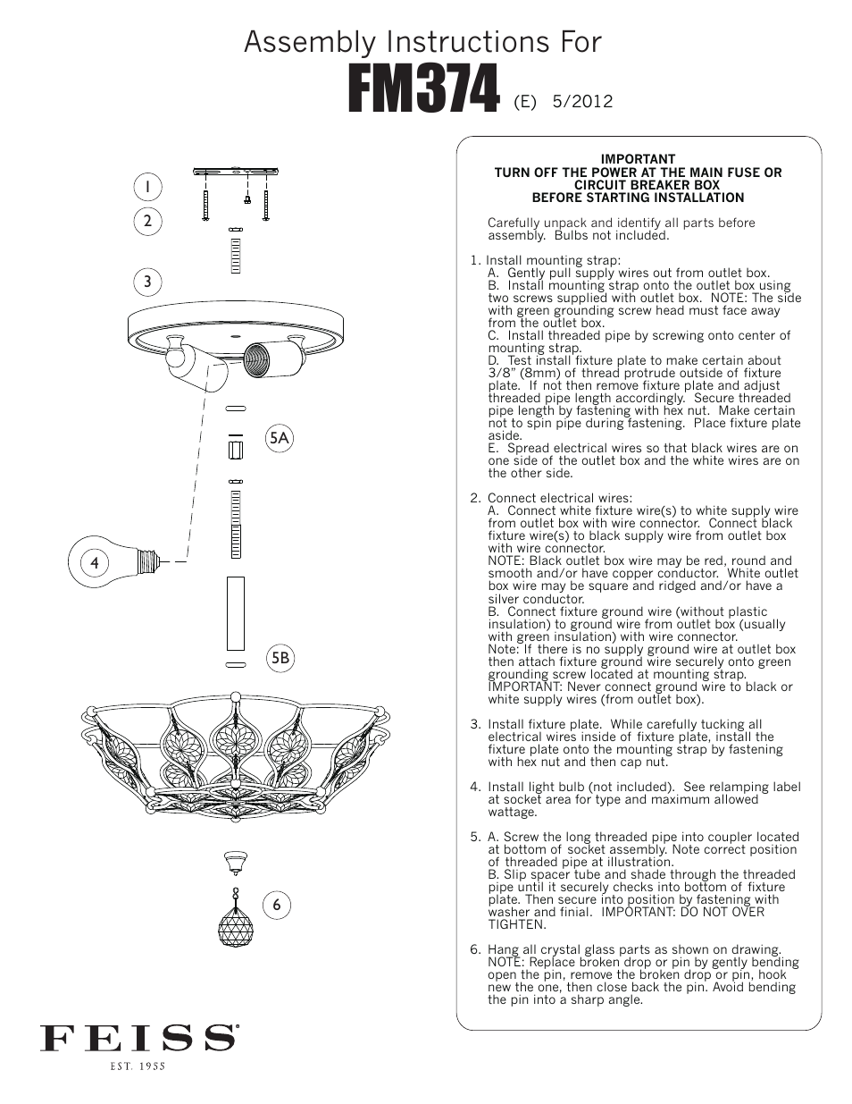 Feiss FM374 User Manual | 1 page