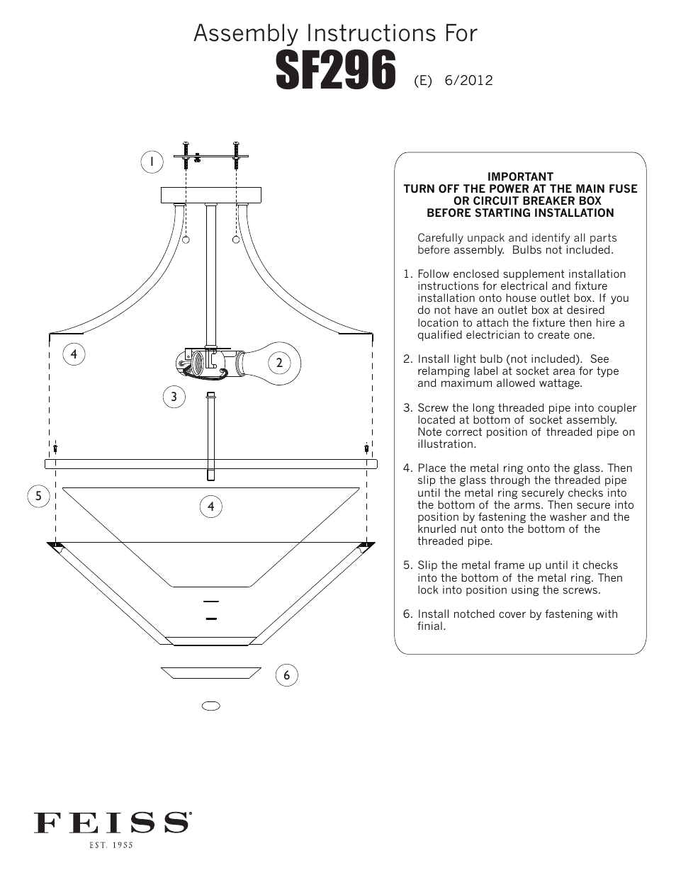 Feiss SF296 User Manual | 1 page