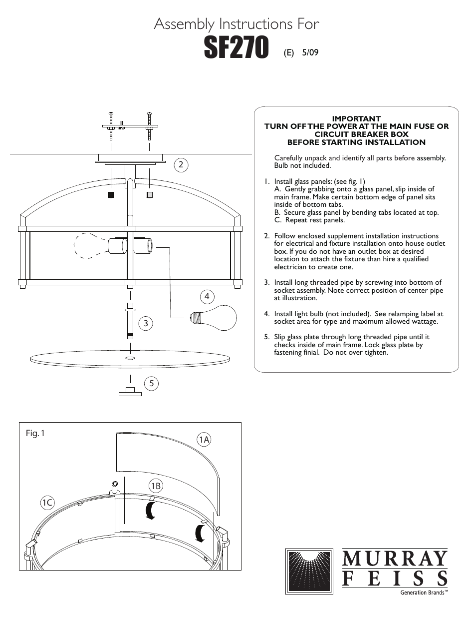 Feiss SF270 User Manual | 1 page