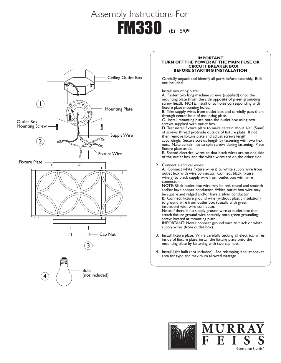 Feiss FM330 User Manual | 1 page