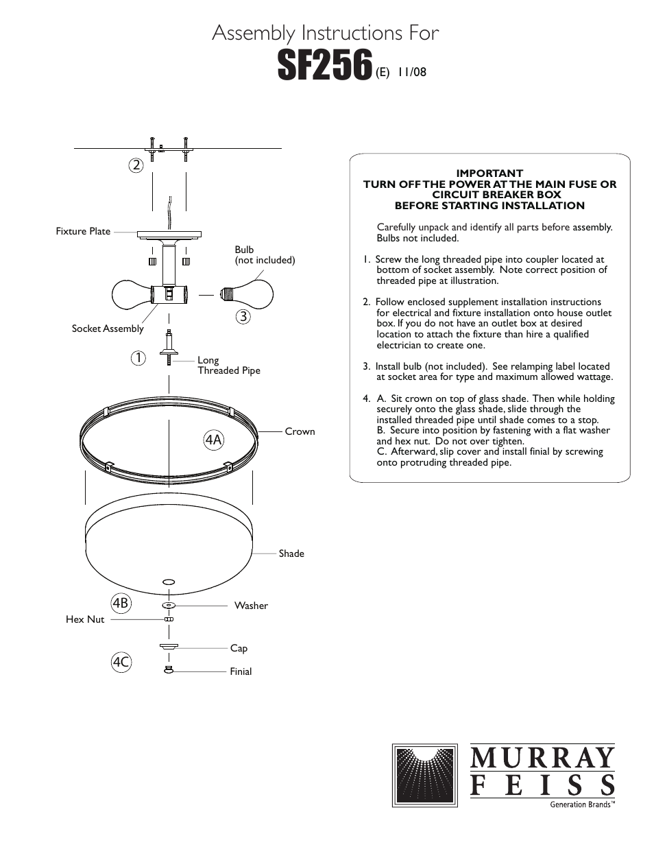 Feiss SF256 User Manual | 1 page