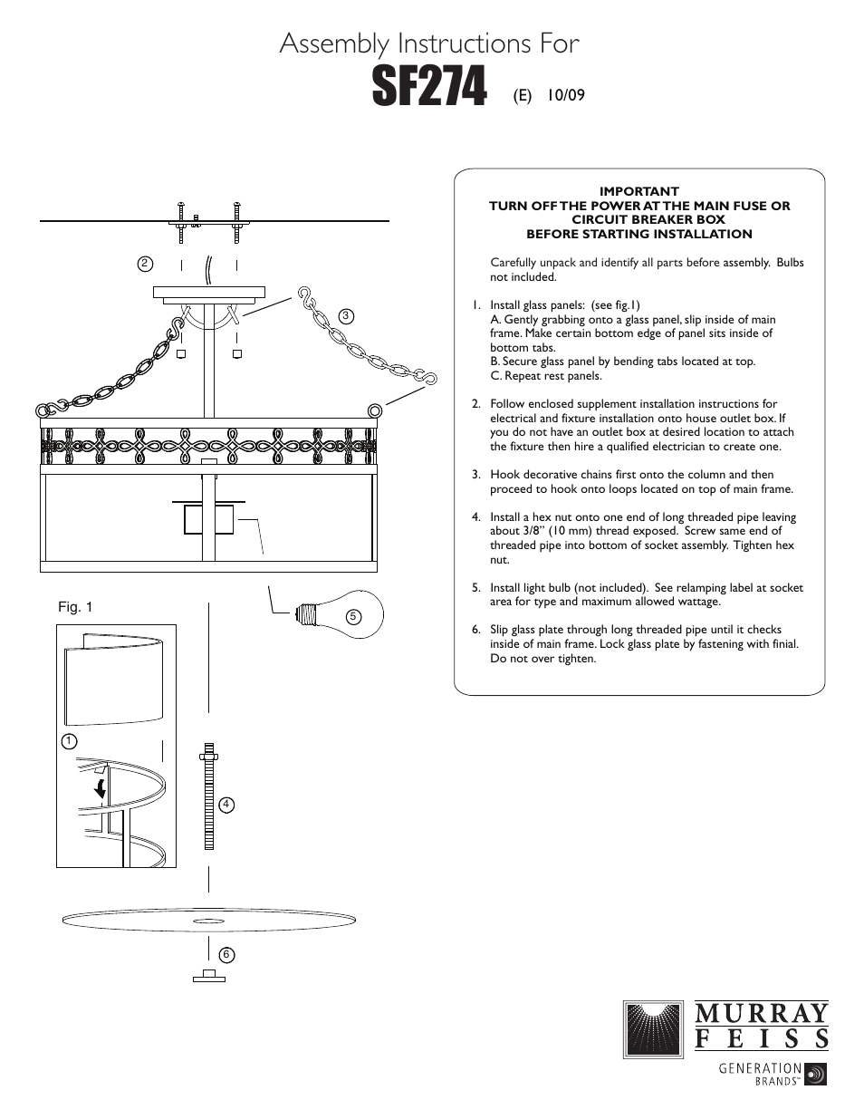 Feiss SF274 User Manual | 1 page