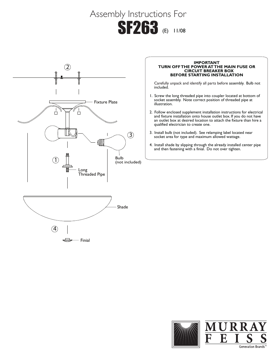 Feiss SF263 User Manual | 1 page