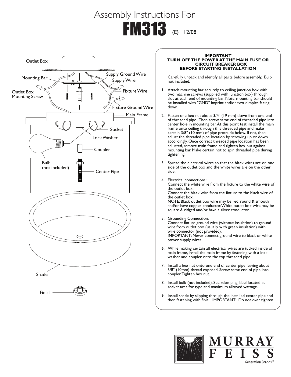 Feiss FM313 User Manual | 1 page