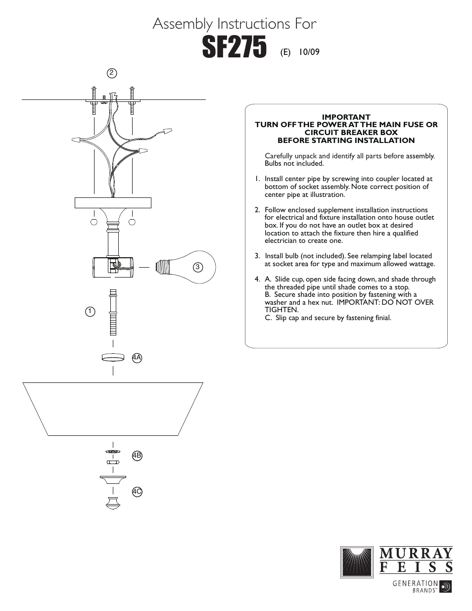 Feiss SF275 User Manual | 1 page