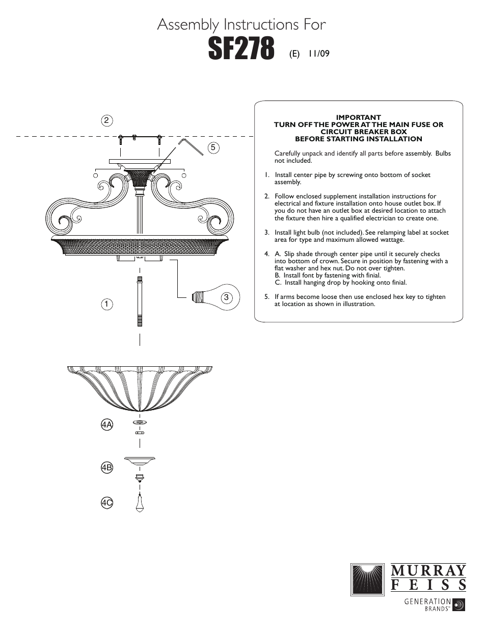 Feiss SF278 User Manual | 1 page