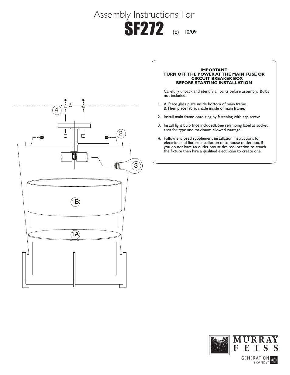 Feiss SF272 User Manual | 1 page