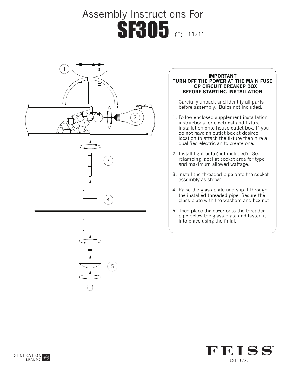 Feiss SF305 User Manual | 1 page