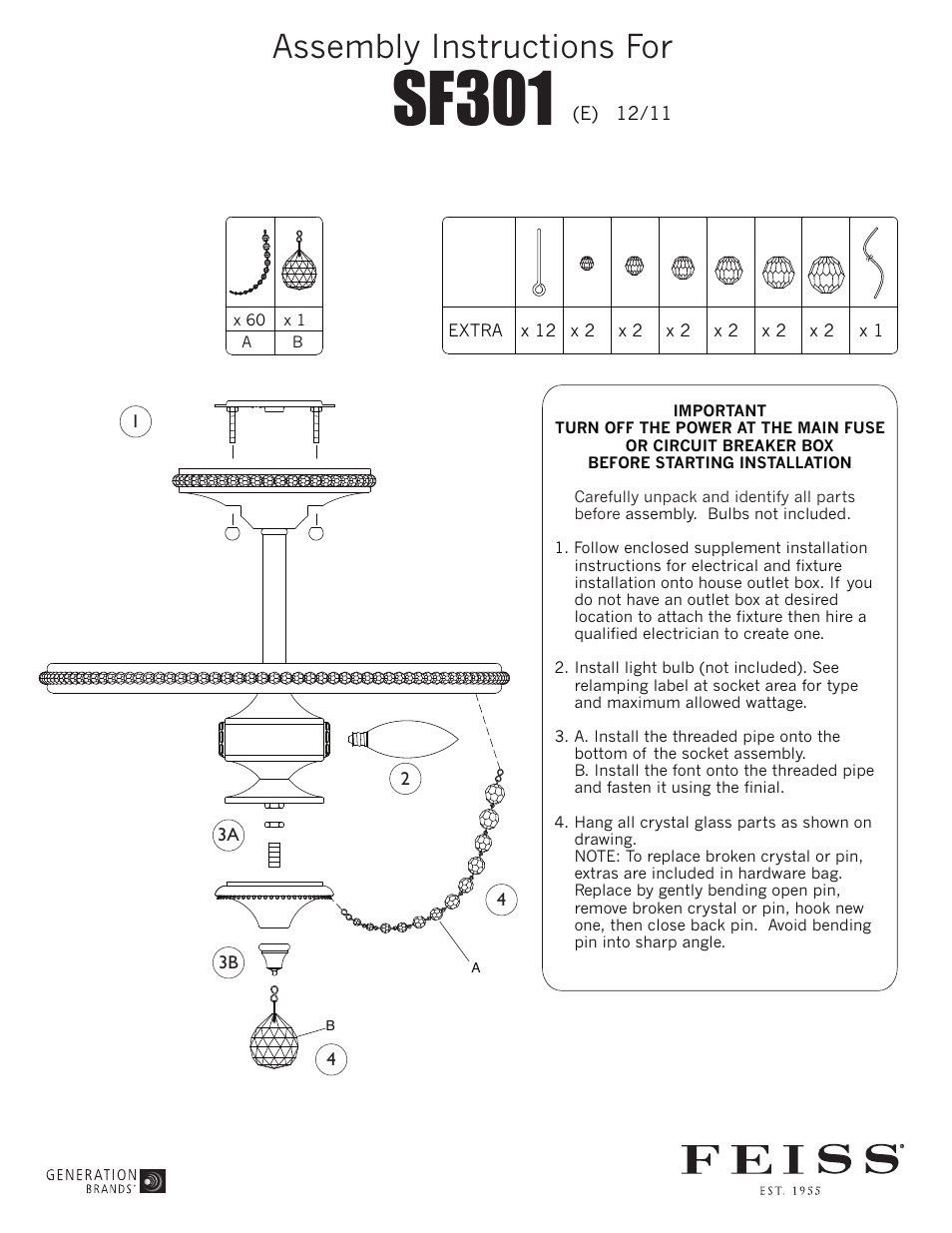 Feiss SF301 User Manual | 1 page