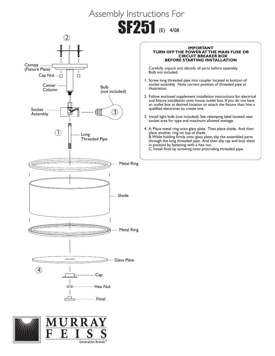 Feiss SF251 User Manual | 1 page
