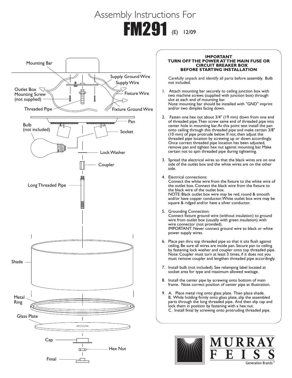 Feiss FM291 User Manual | 1 page