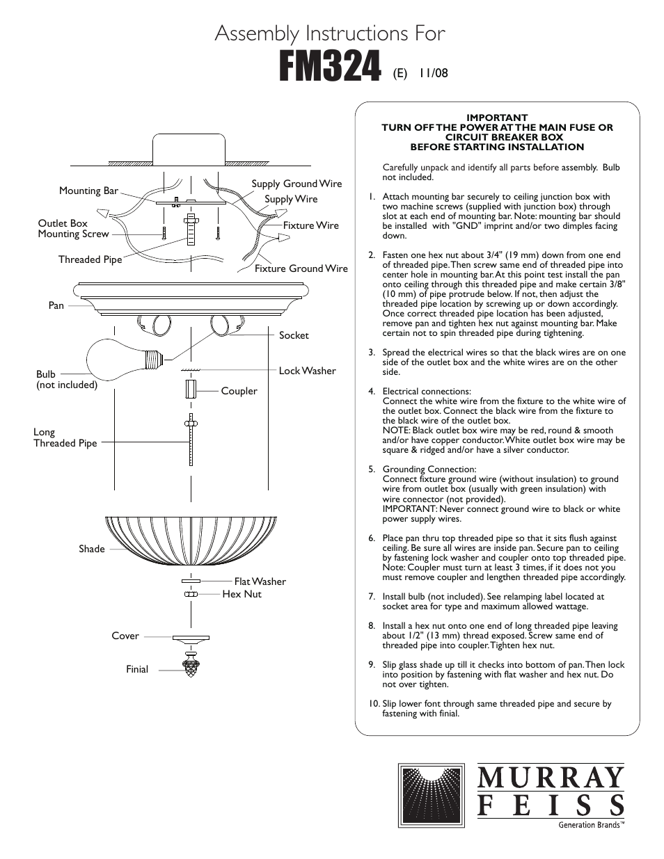 Feiss FM324 User Manual | 1 page