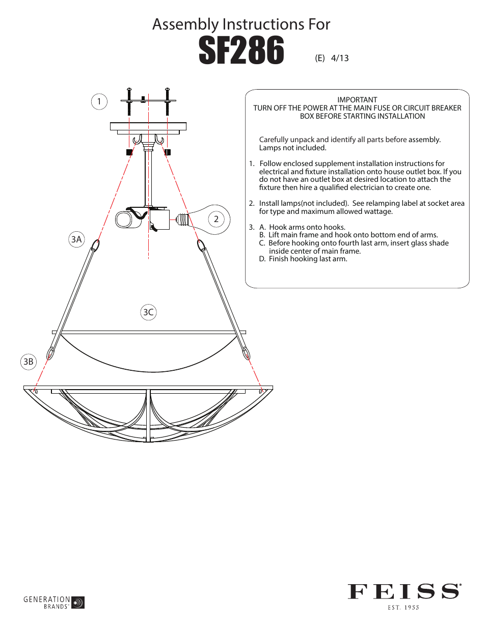 Feiss SF286 User Manual | 1 page