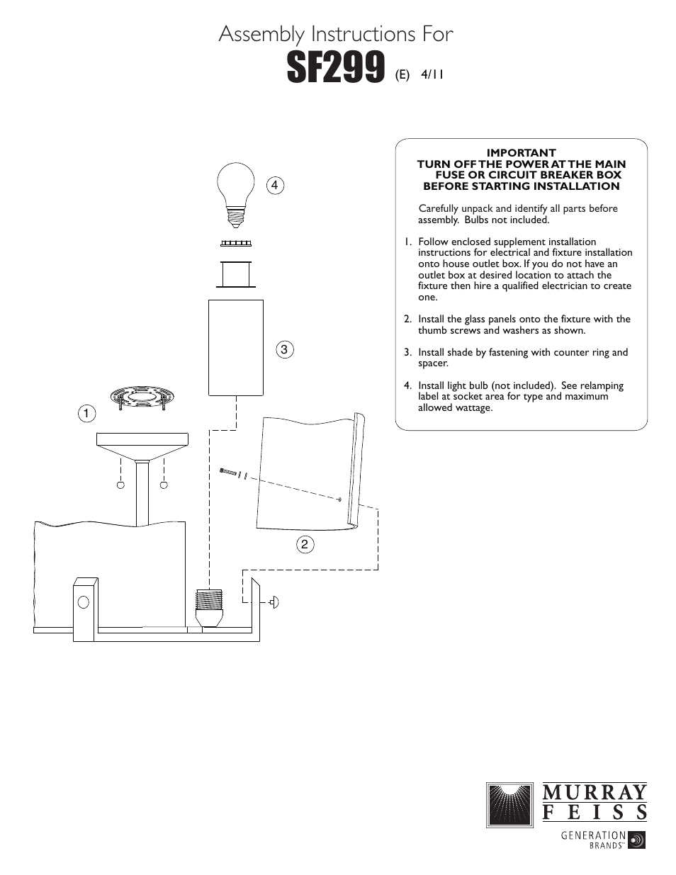 Feiss SF299 User Manual | 1 page