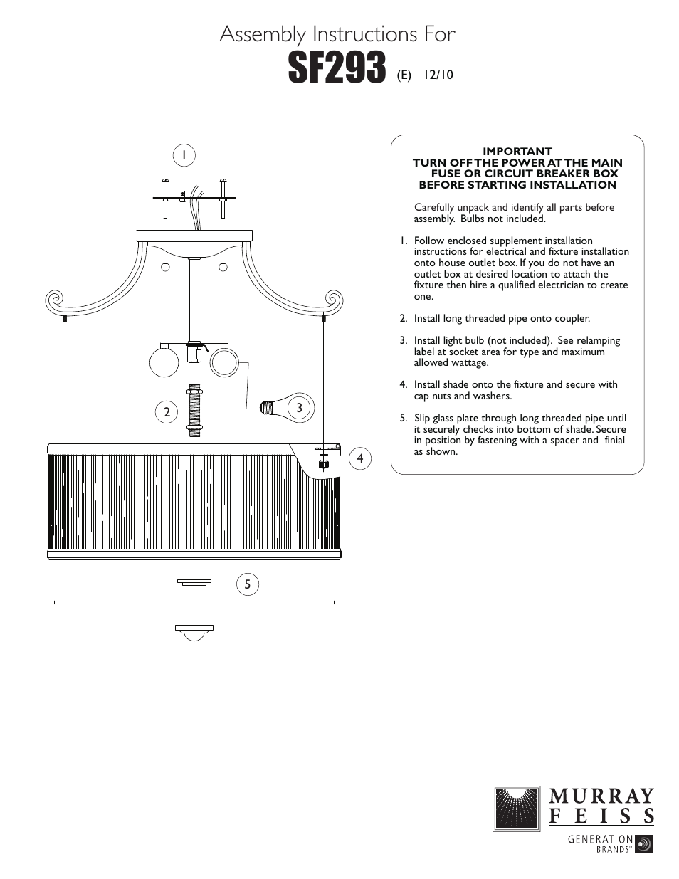 Feiss SF293 User Manual | 1 page