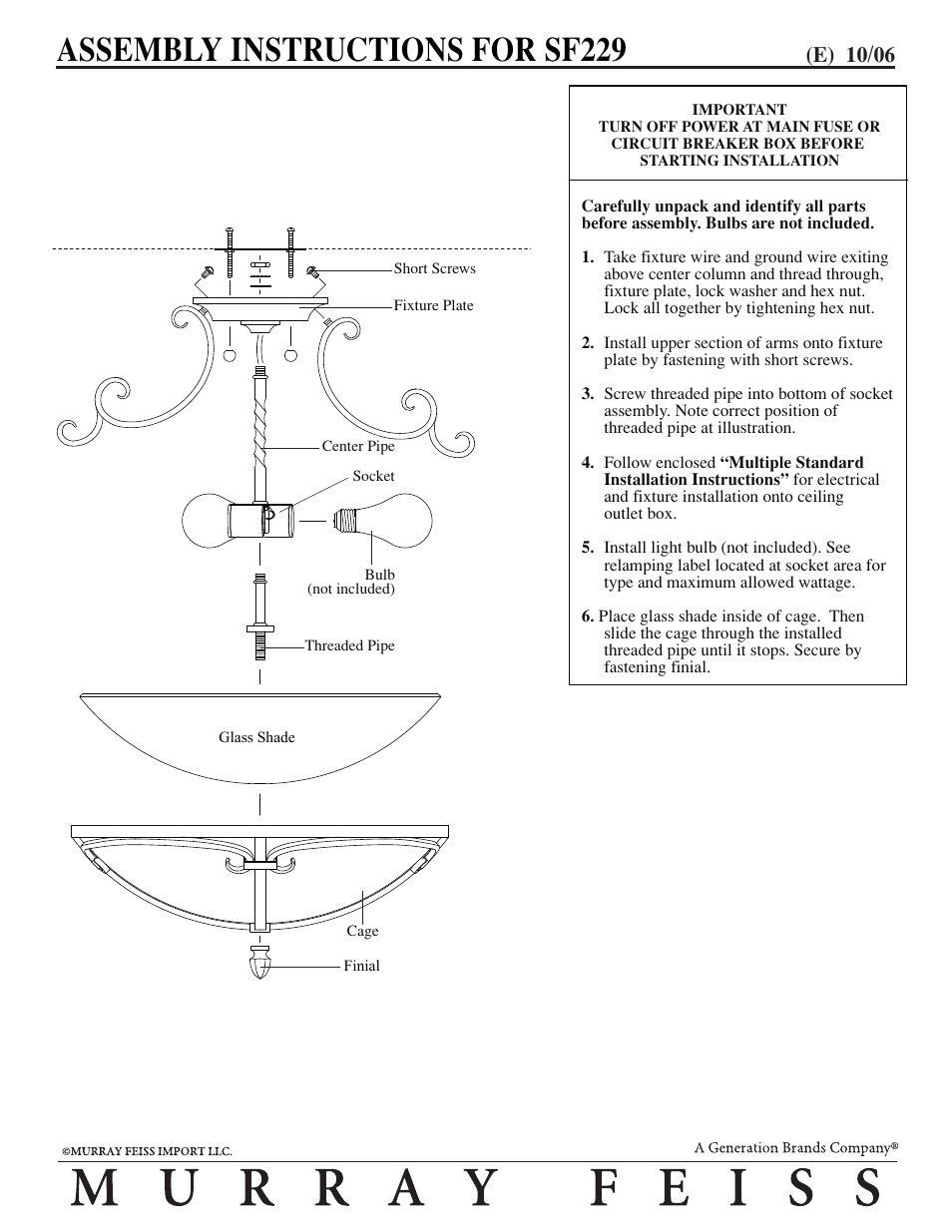 Feiss SF229 User Manual | 1 page