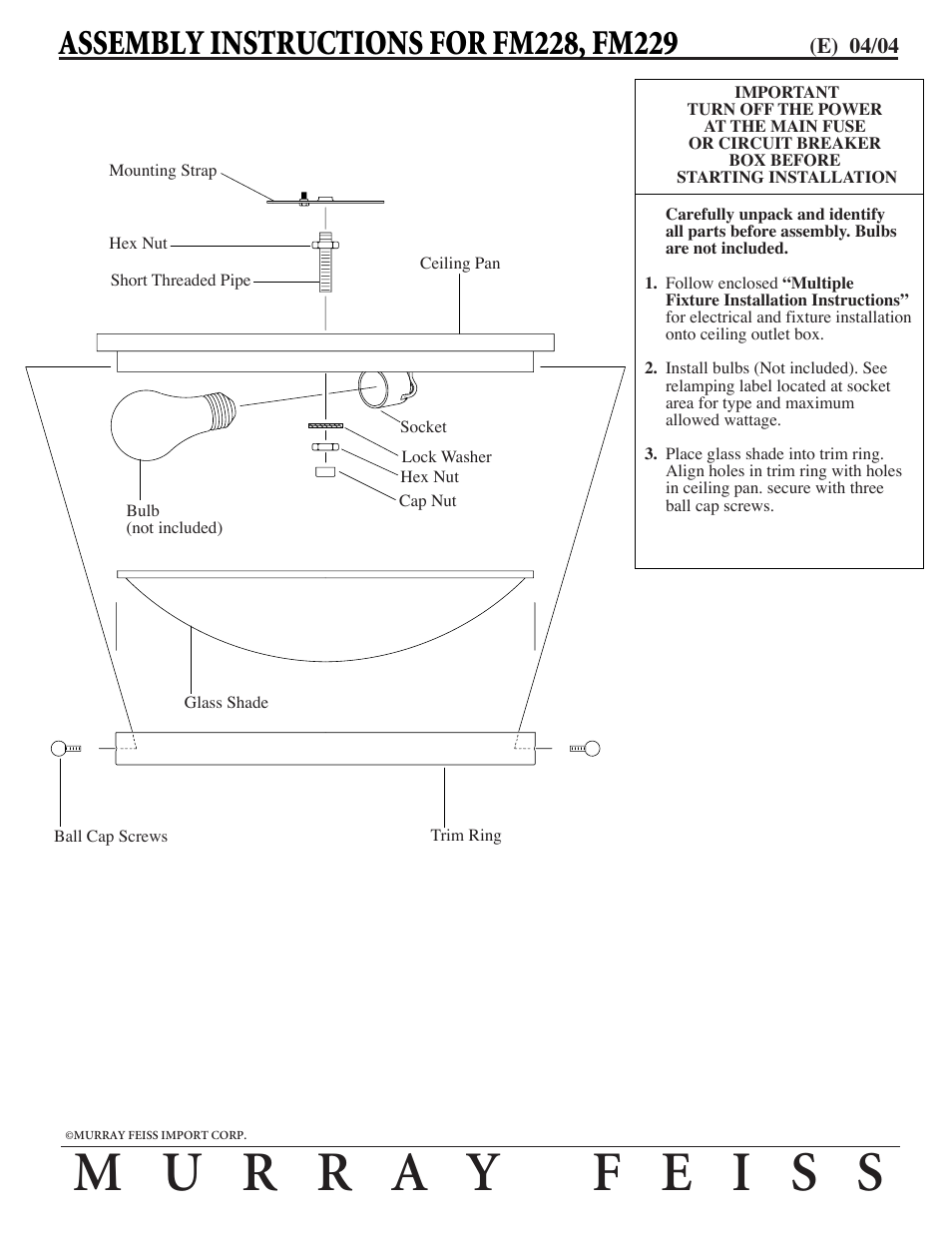 Feiss FM229 User Manual | 1 page