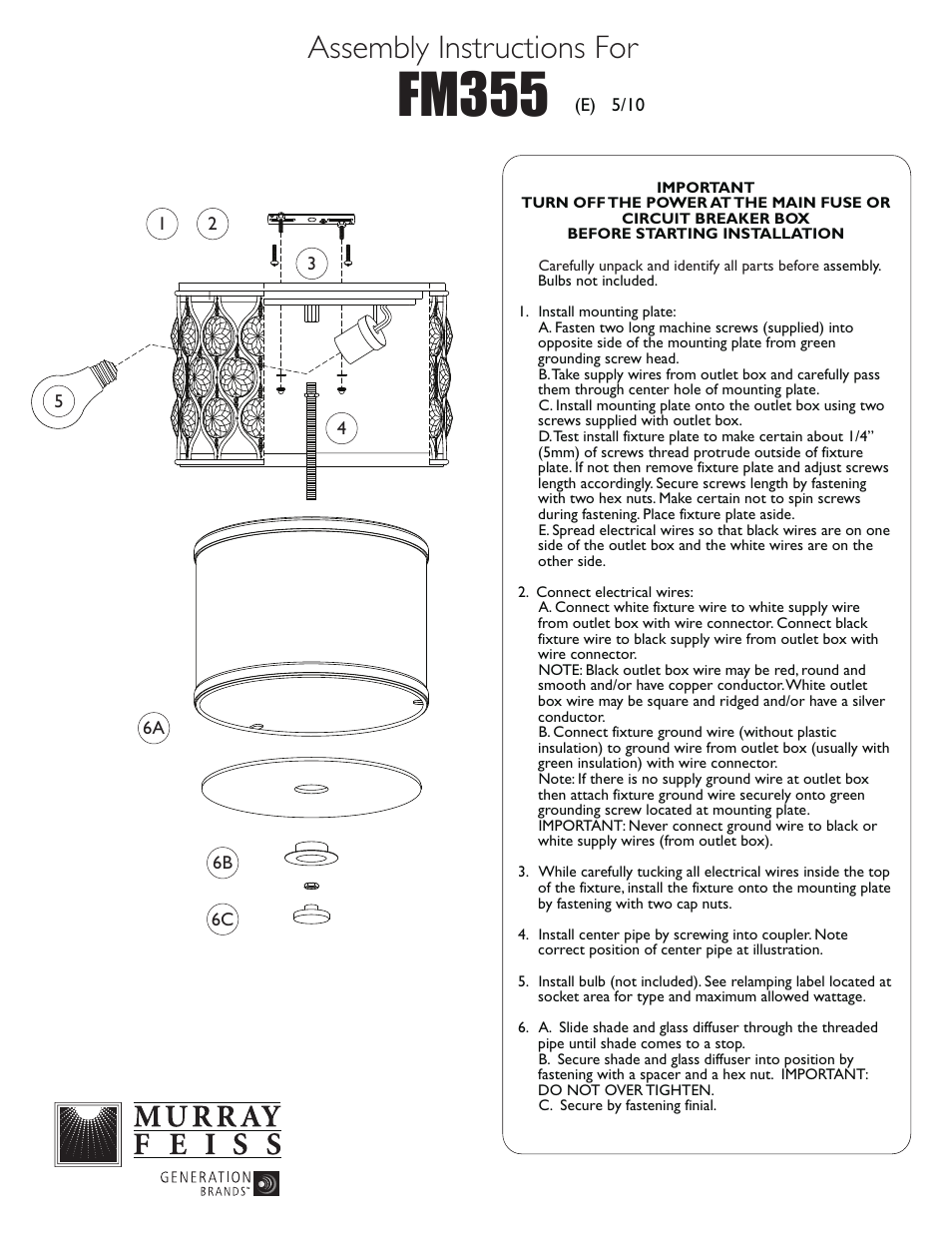 Feiss FM355 User Manual | 1 page