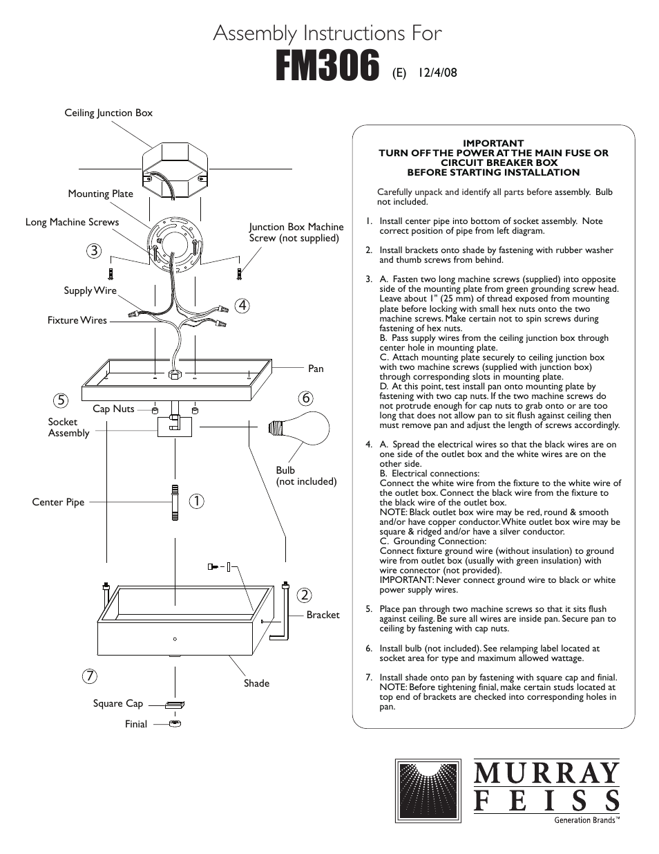 Feiss FM306 User Manual | 1 page