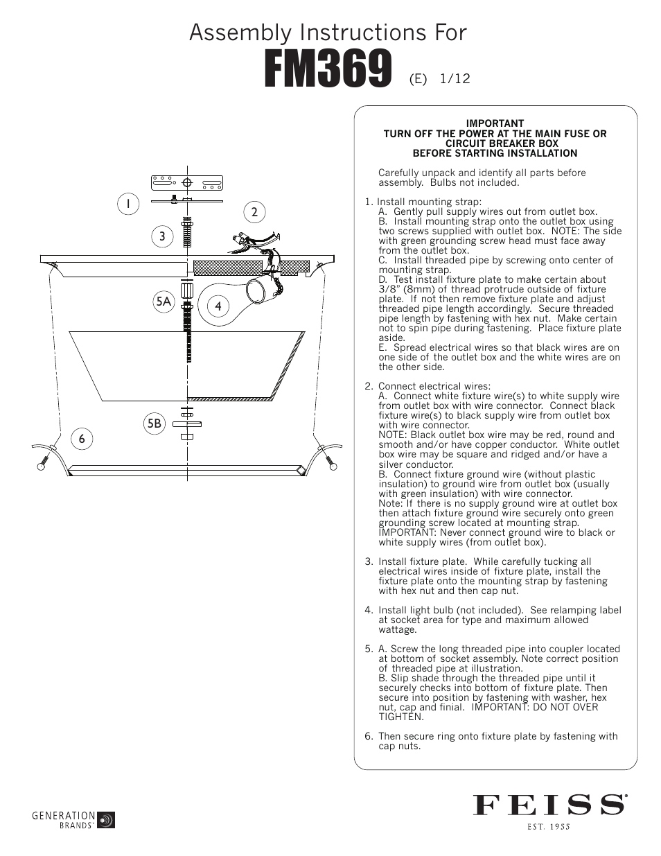 Feiss FM369 User Manual | 1 page