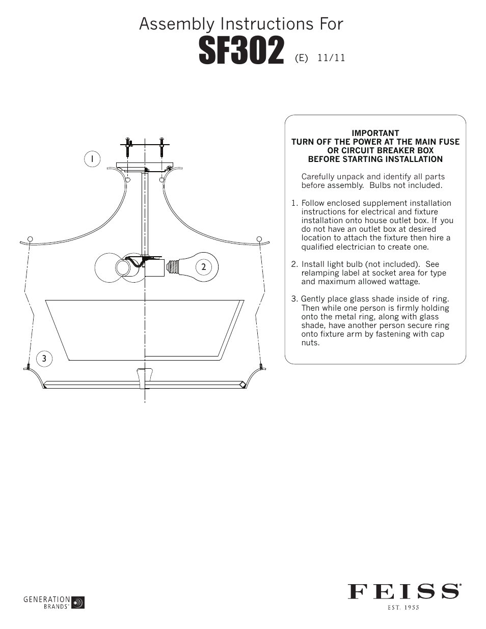 Feiss SF302 User Manual | 1 page