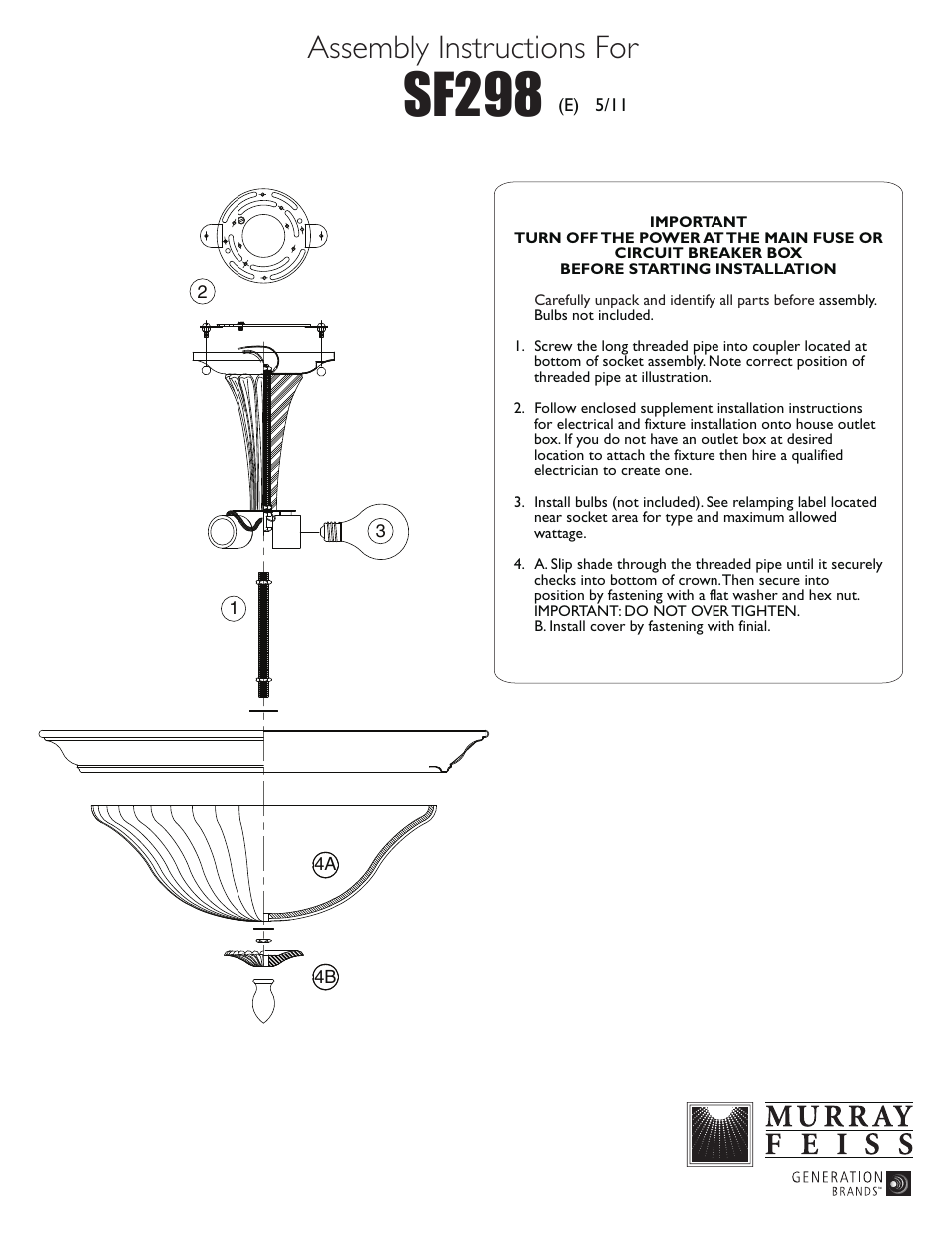 Feiss SF298 User Manual | 1 page