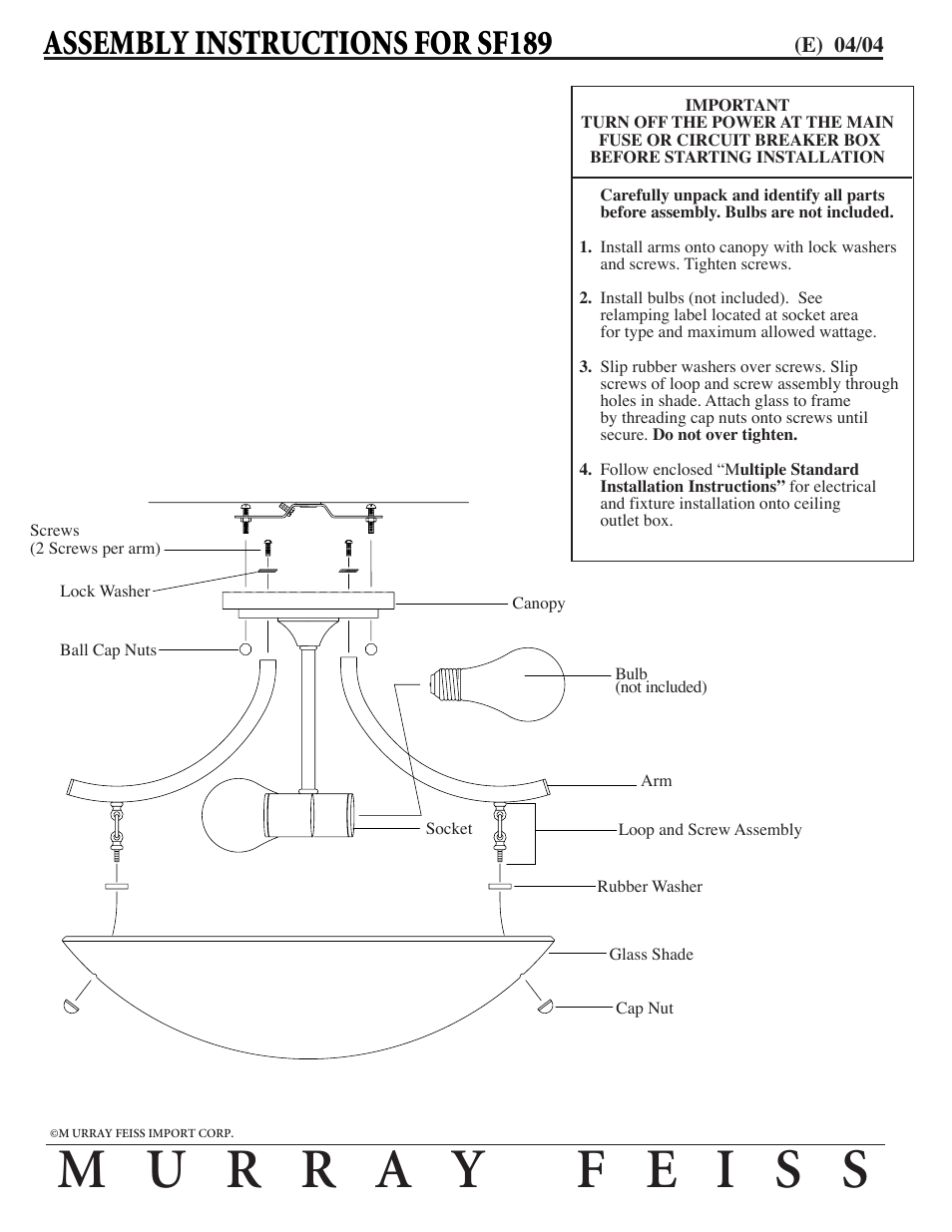 Feiss SF189 User Manual | 1 page