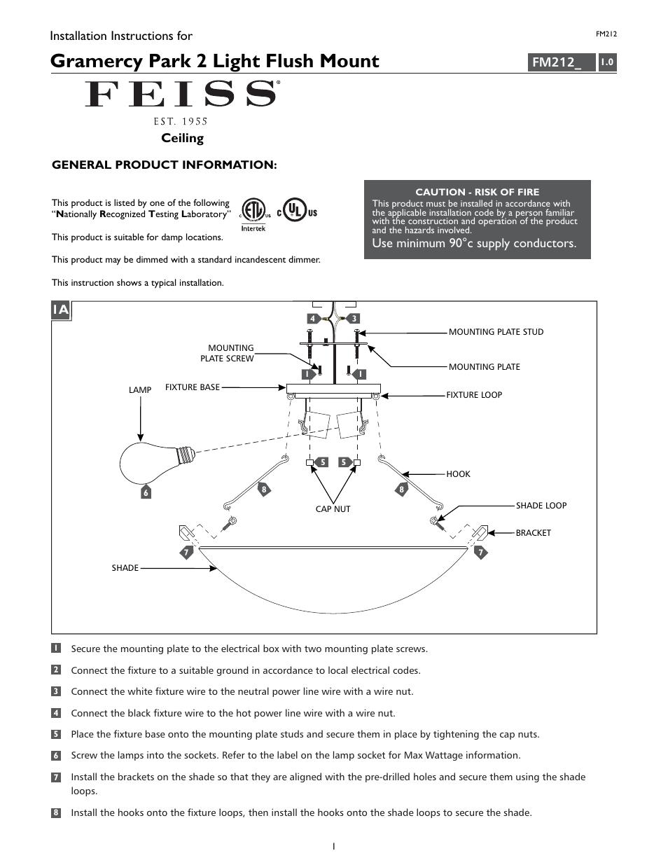 Feiss FM212 User Manual | 4 pages