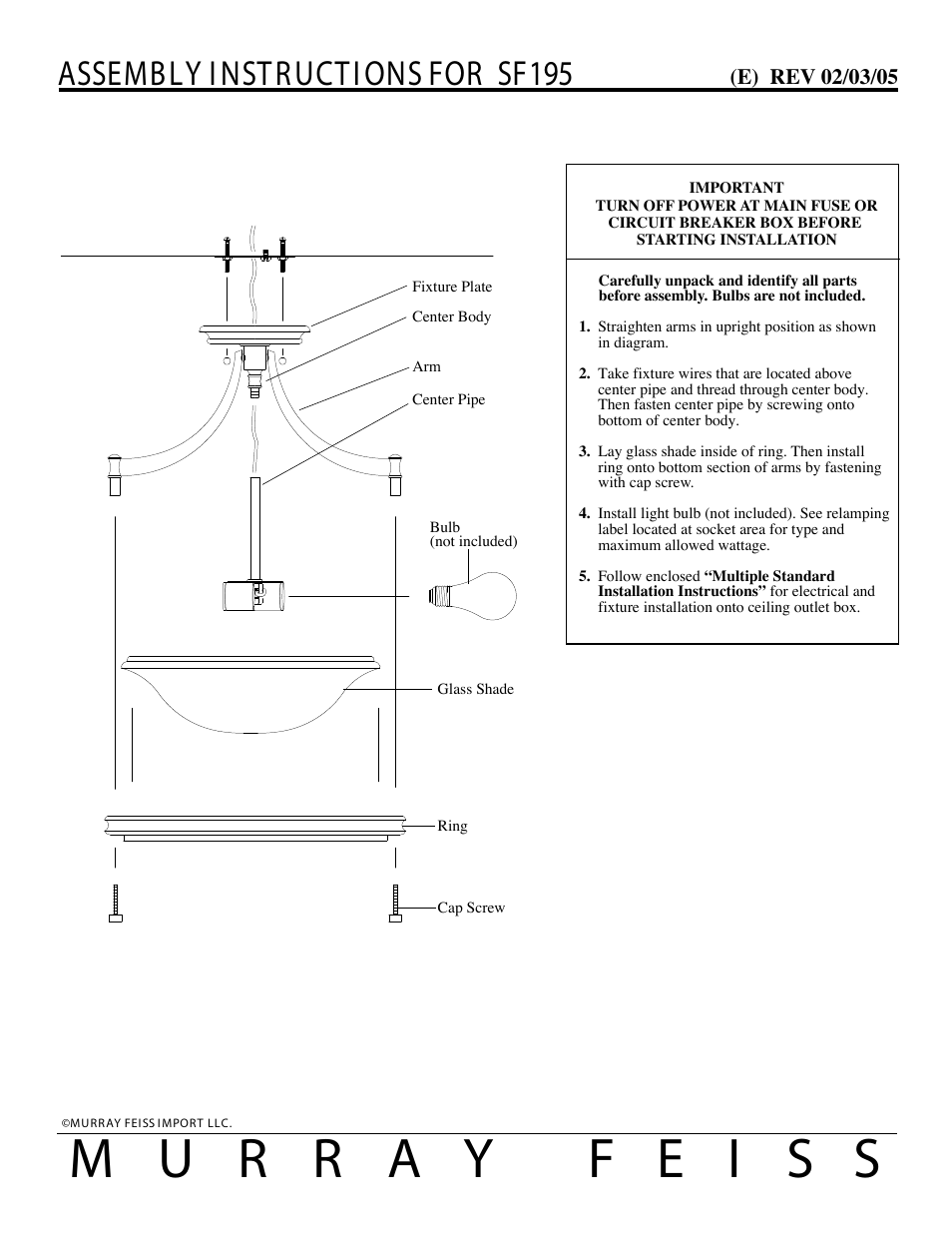 Feiss SF195 User Manual | 1 page