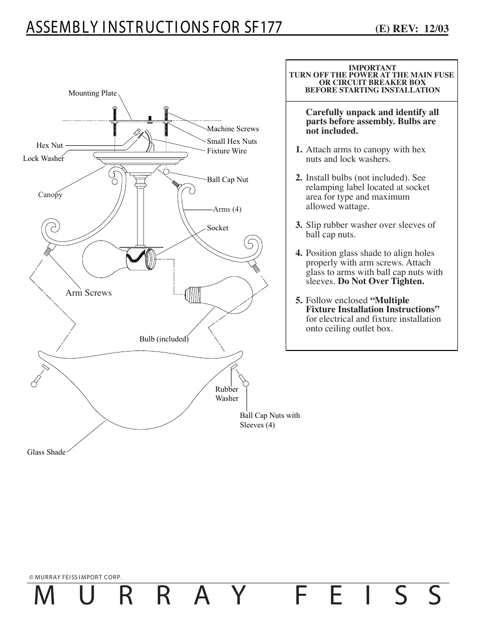 Feiss SF177 User Manual | 1 page